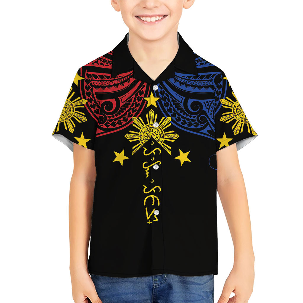 Philippines Heritage Personalized Kid Hawaiian Shirt Baybayin Philipinas Sun