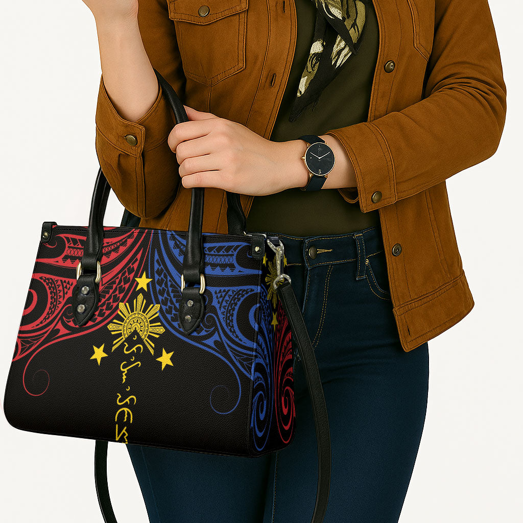Philippines Heritage Leather Bag Baybayin Philipinas Sun