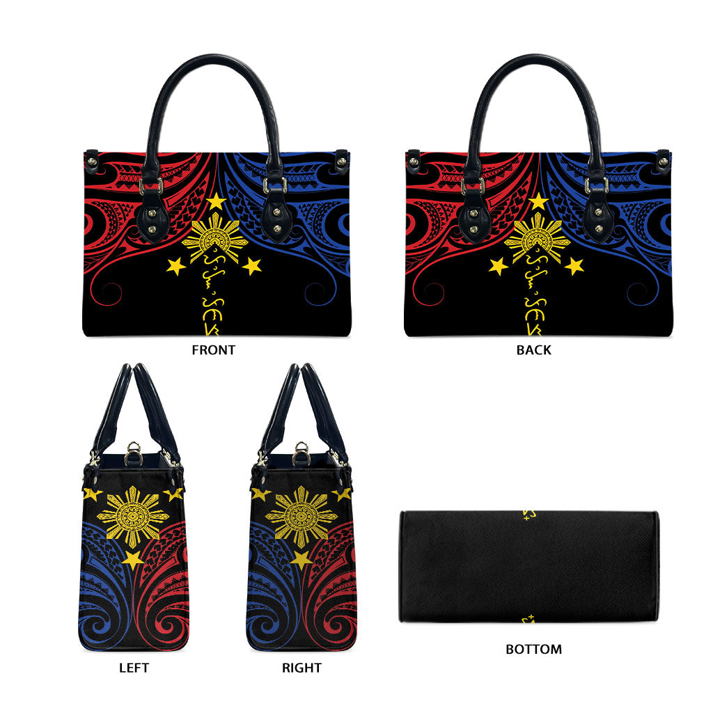 Philippines Heritage Leather Bag Baybayin Philipinas Sun