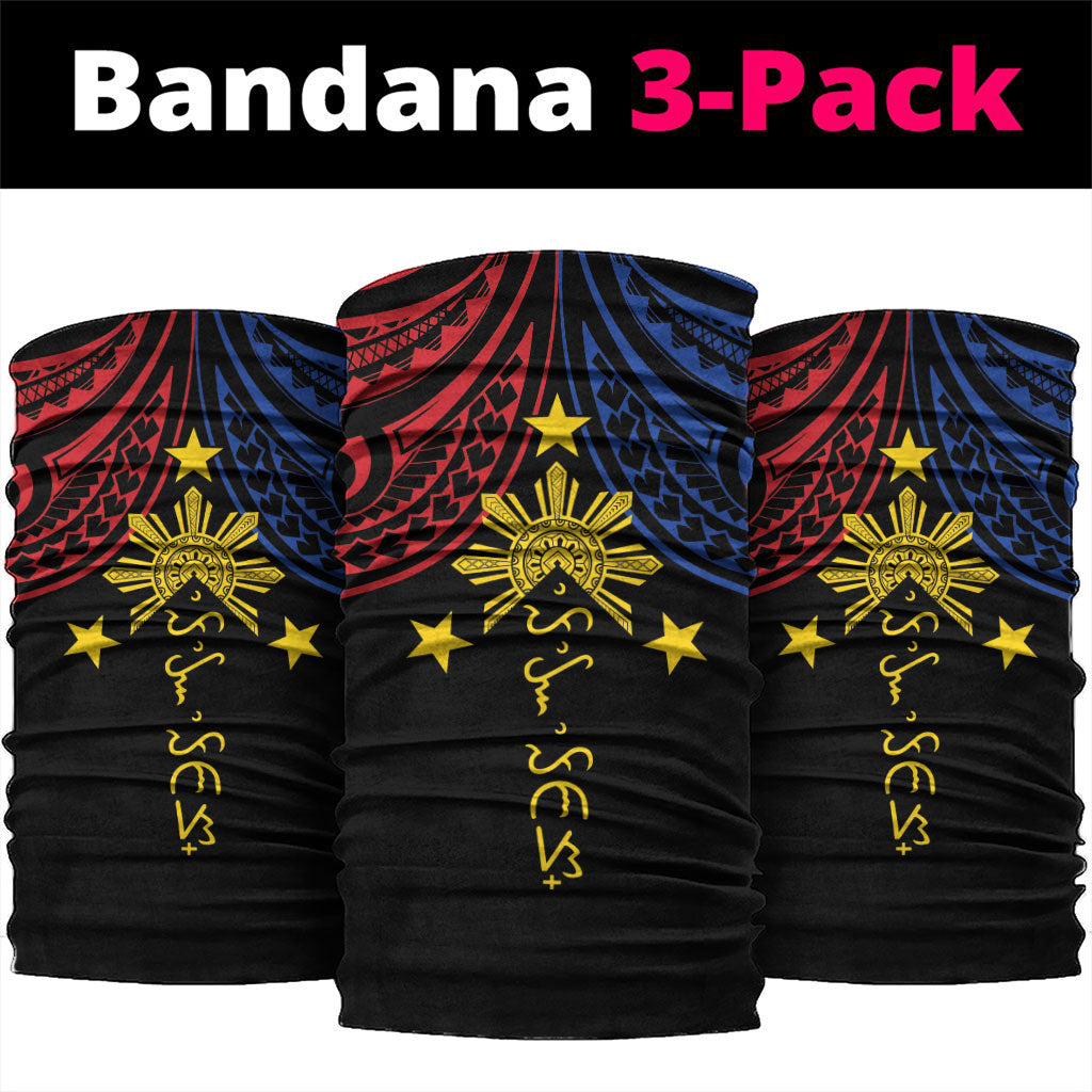 Philippines Heritage Neck Gaiter Baybayin Philipinas Sun LT7 package One Size: 25*50cm Black - Polynesian Pride