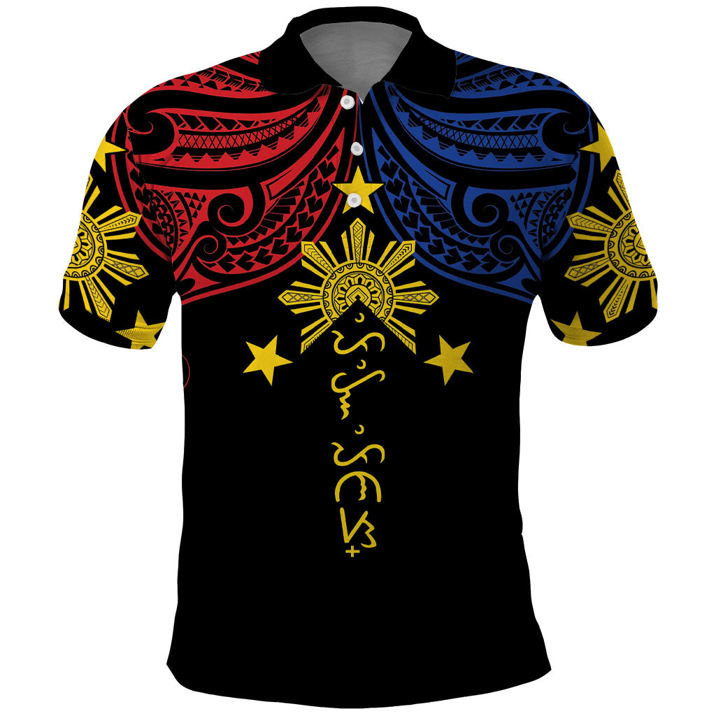 Philippines Heritage Personalized Polo Shirt Baybayin Philipinas Sun