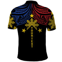 Philippines Heritage Personalized Polo Shirt Baybayin Philipinas Sun