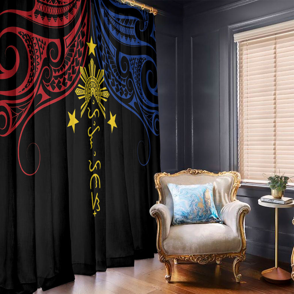 Philippines Heritage Window Curtain Baybayin Philipinas Sun