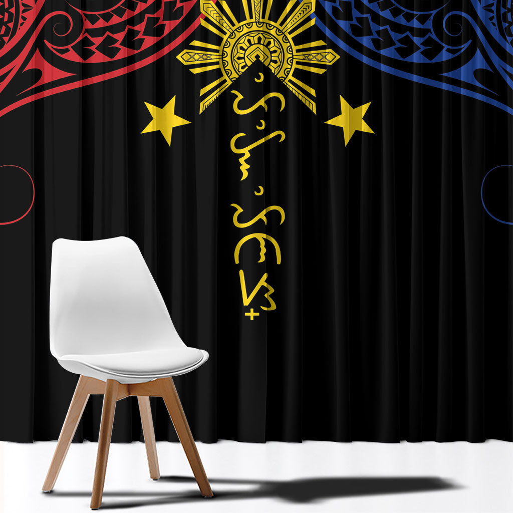 Philippines Heritage Window Curtain Baybayin Philipinas Sun