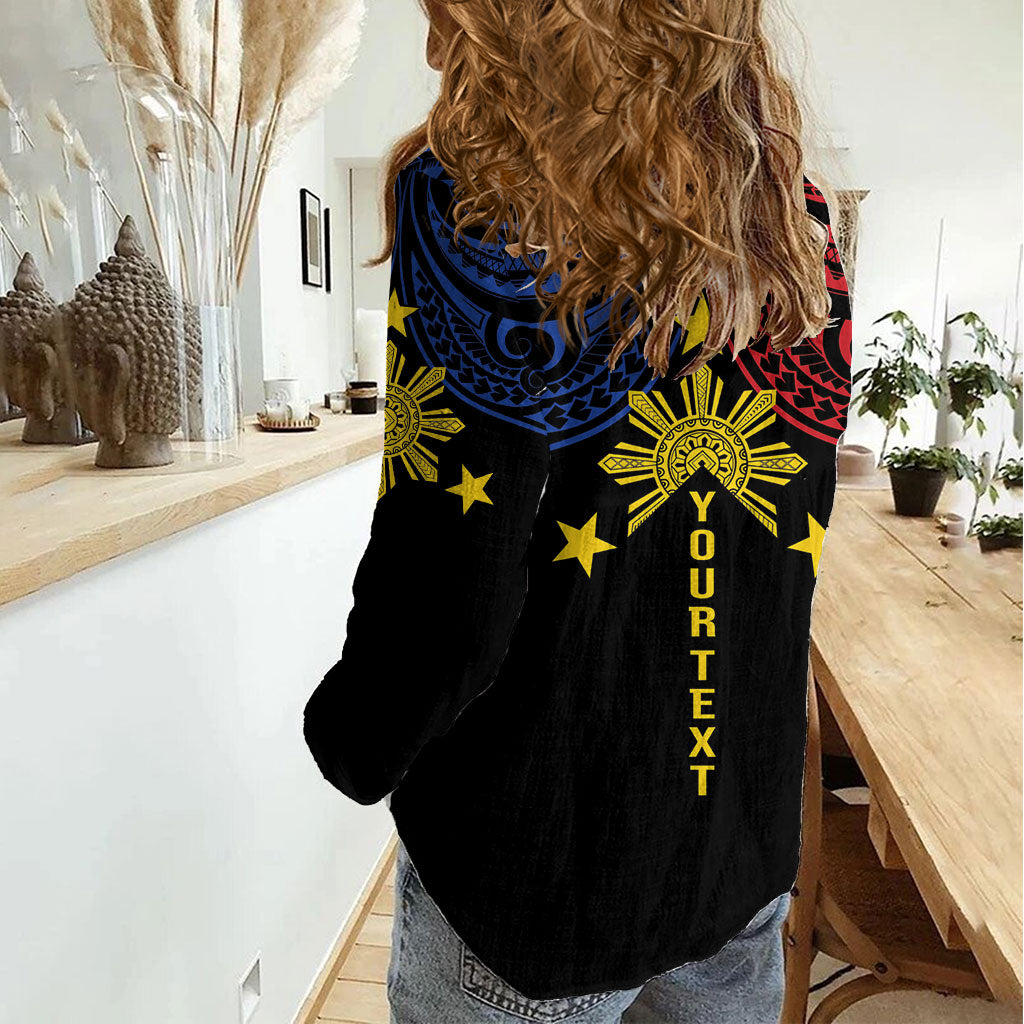 Philippines Heritage Personalized Women Casual Shirt Baybayin Philipinas Sun