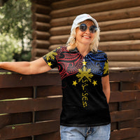 Philippines Heritage Personalized Women Polo Shirt Baybayin Philipinas Sun