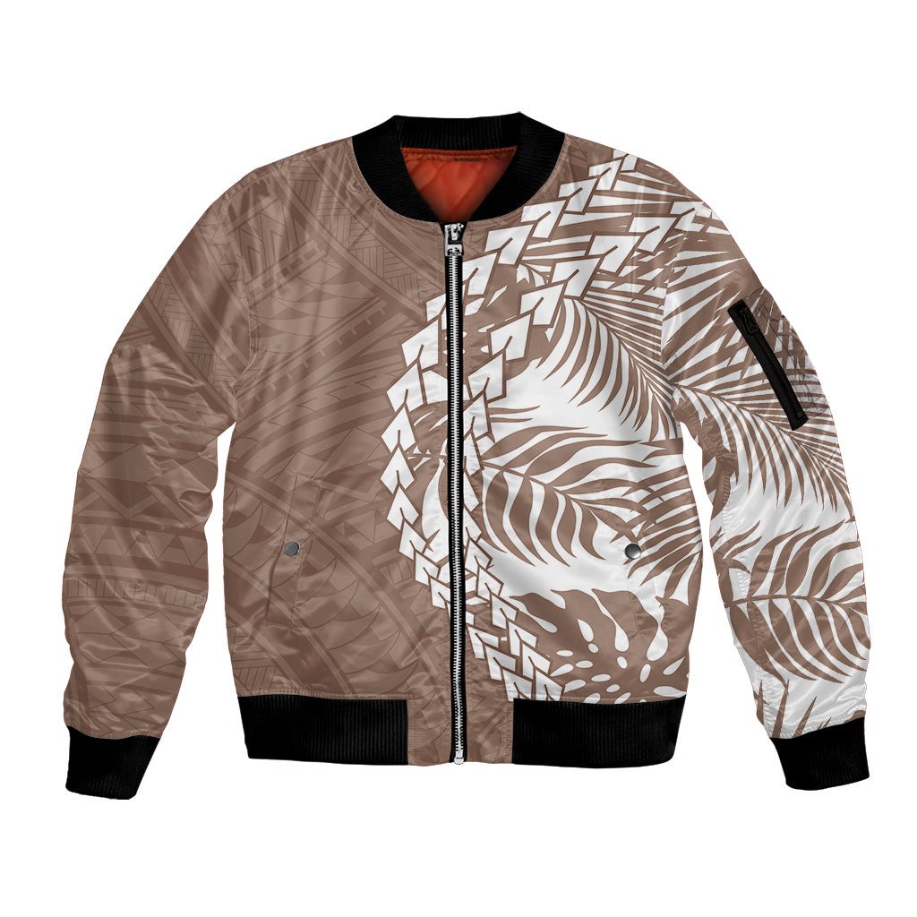 Polynesian Pride Sleeve Zip Bomber Jacket Polynesia Tribal - Tropical Brown LT7 Unisex Brown - Polynesian Pride