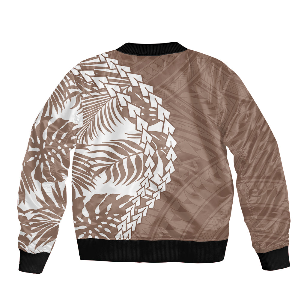 Polynesian Pride Sleeve Zip Bomber Jacket Polynesia Tribal - Tropical Brown LT7 - Polynesian Pride