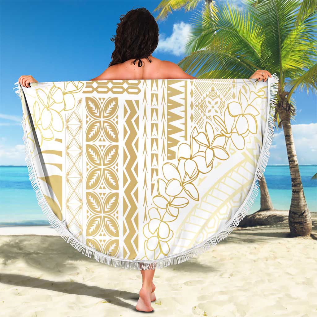 Samoa Lotu Tamaiti Mamanu Siapo Beach Blanket Golden Plumeria - Polynesian Pride