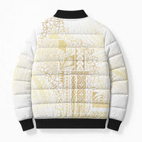 Samoa Lotu Tamaiti Mamanu Siapo Bomber Puffer Jacket Golden Plumeria - Polynesian Pride