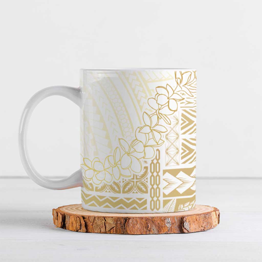 Samoa Lotu Tamaiti Mamanu Siapo Ceramic Mug Golden Plumeria - Polynesian Pride