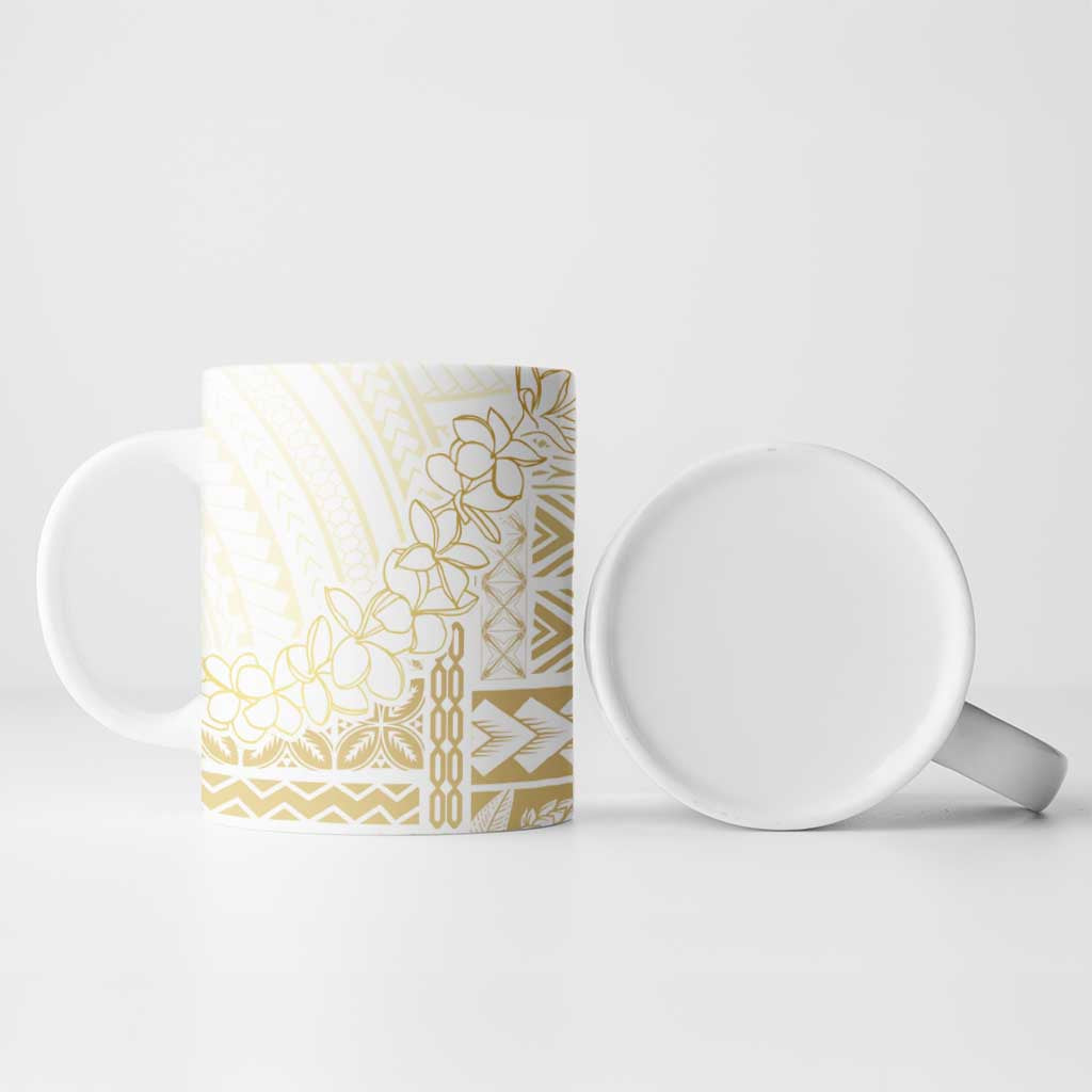 Samoa Lotu Tamaiti Mamanu Siapo Ceramic Mug Golden Plumeria - Polynesian Pride