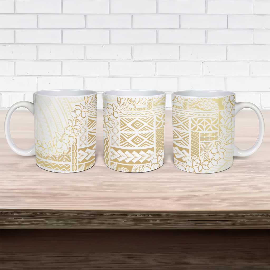 Samoa Lotu Tamaiti Mamanu Siapo Ceramic Mug Golden Plumeria - Polynesian Pride