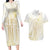 Samoa Lotu Tamaiti Mamanu Siapo Couples Matching Long Sleeve Bodycon Dress and Hawaiian Shirt Golden Plumeria - Polynesian Pride