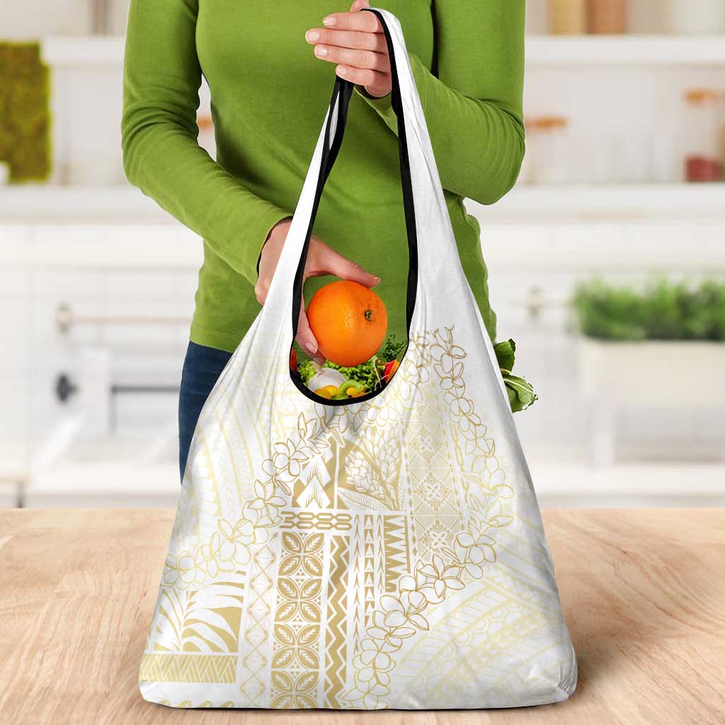 Samoa Lotu Tamaiti Mamanu Siapo Grocery Bag Golden Plumeria - Polynesian Pride