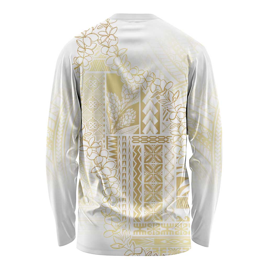 Samoa Lotu Tamaiti Mamanu Siapo Long Sleeve Shirt Golden Plumeria - Polynesian Pride