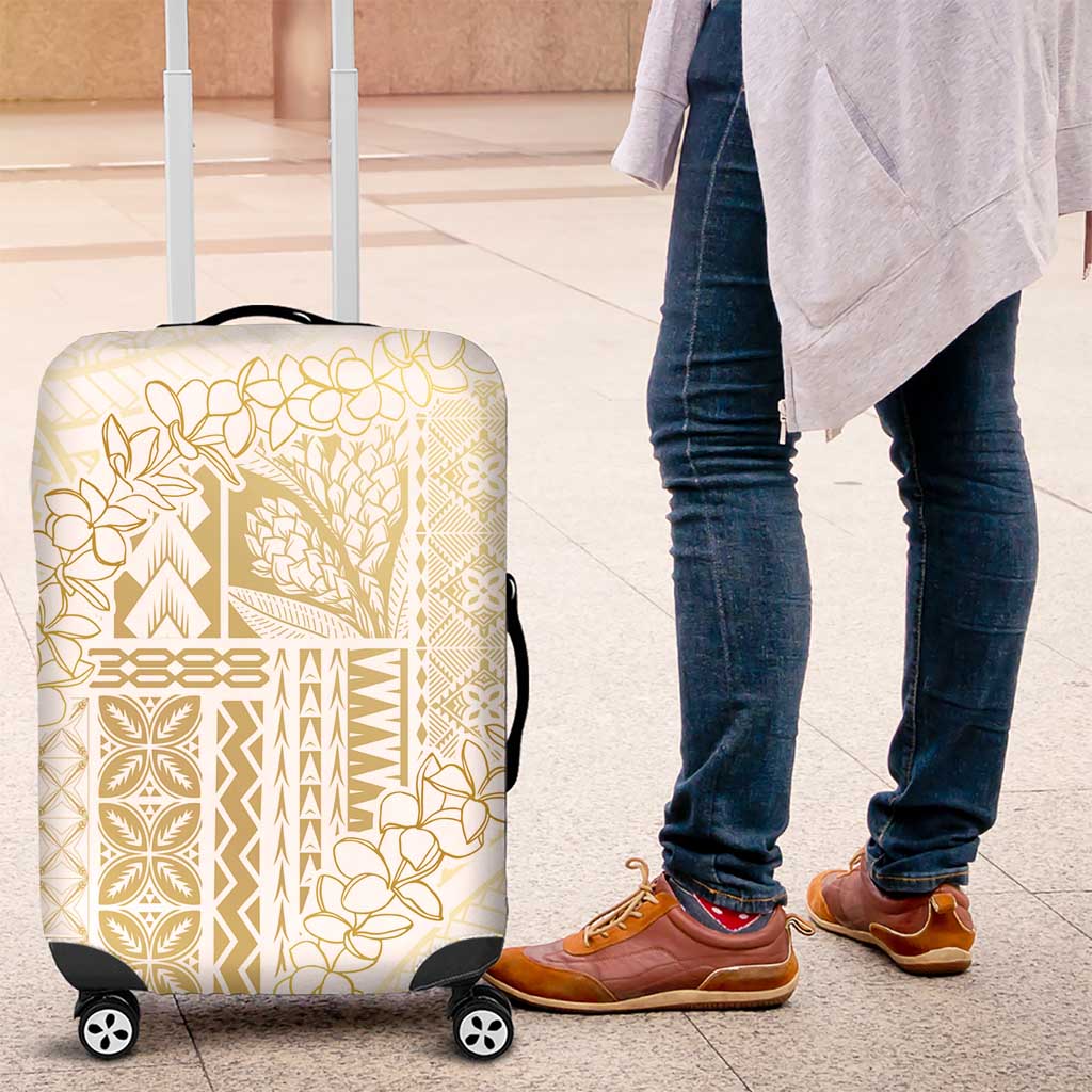 Samoa Lotu Tamaiti Mamanu Siapo Luggage Cover Golden Plumeria - Polynesian Pride
