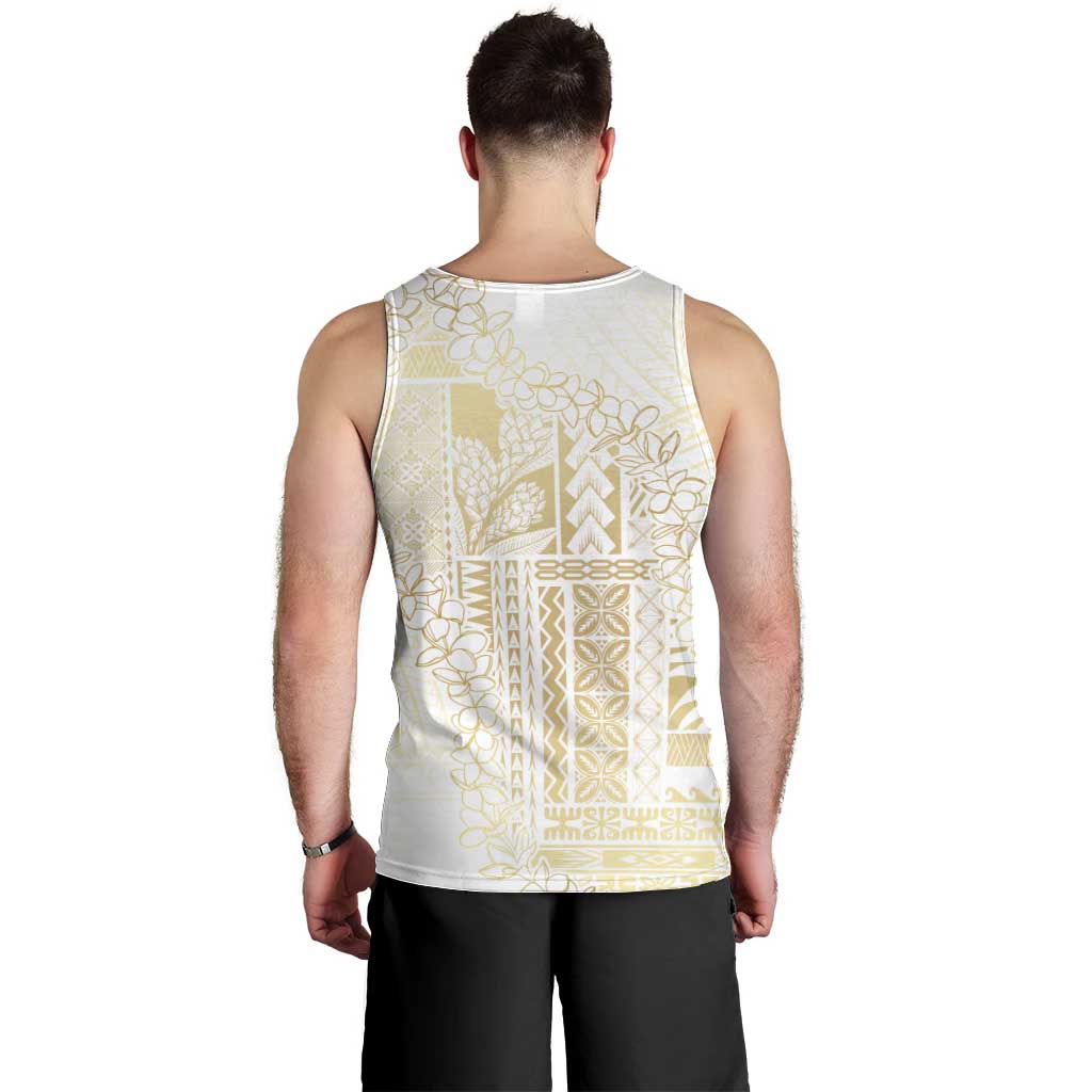 Samoa Lotu Tamaiti Mamanu Siapo Men Tank Top Golden Plumeria - Polynesian Pride