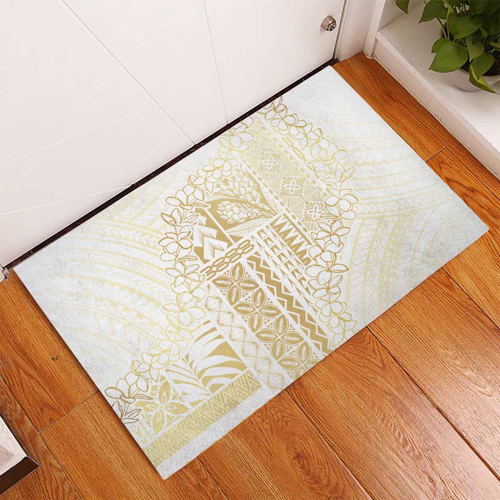 Samoa Lotu Tamaiti Mamanu Siapo Rubber Doormat Golden Plumeria - Polynesian Pride