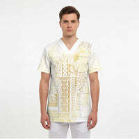 Samoa Lotu Tamaiti Mamanu Siapo Scrub Top Golden Plumeria - Polynesian Pride