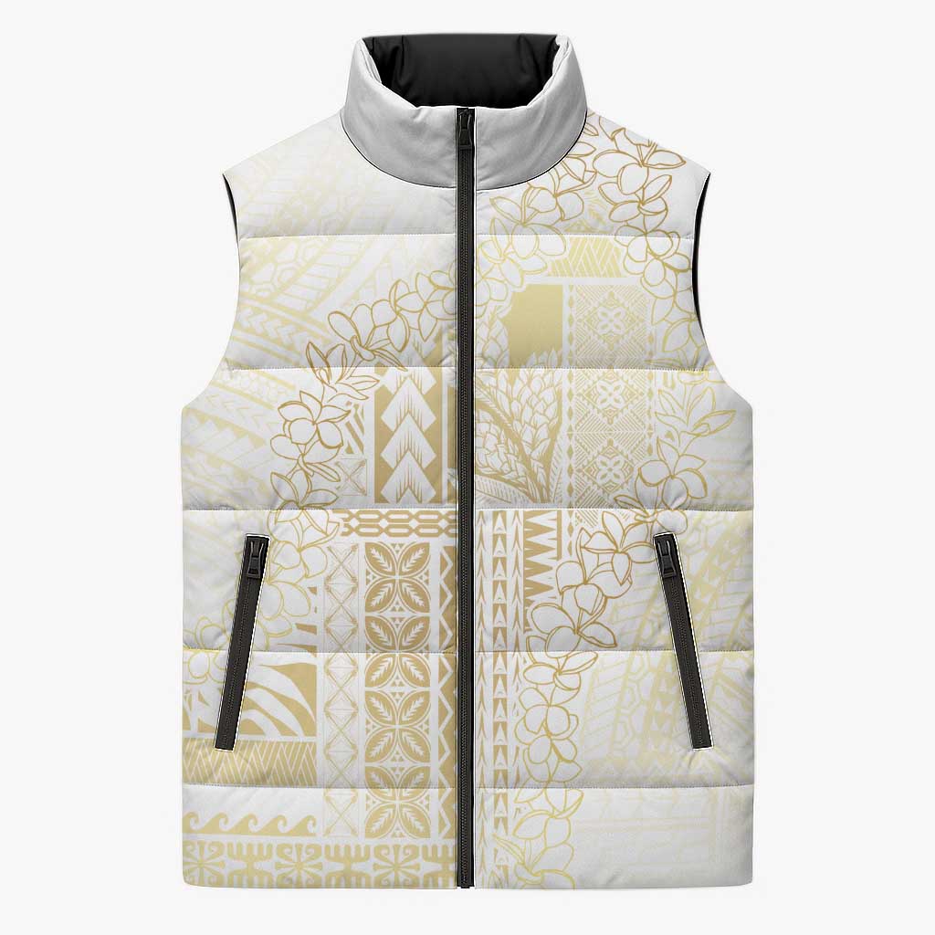Samoa Lotu Tamaiti Mamanu Siapo Sleeveless Puffer Jacket Golden Plumeria - Polynesian Pride
