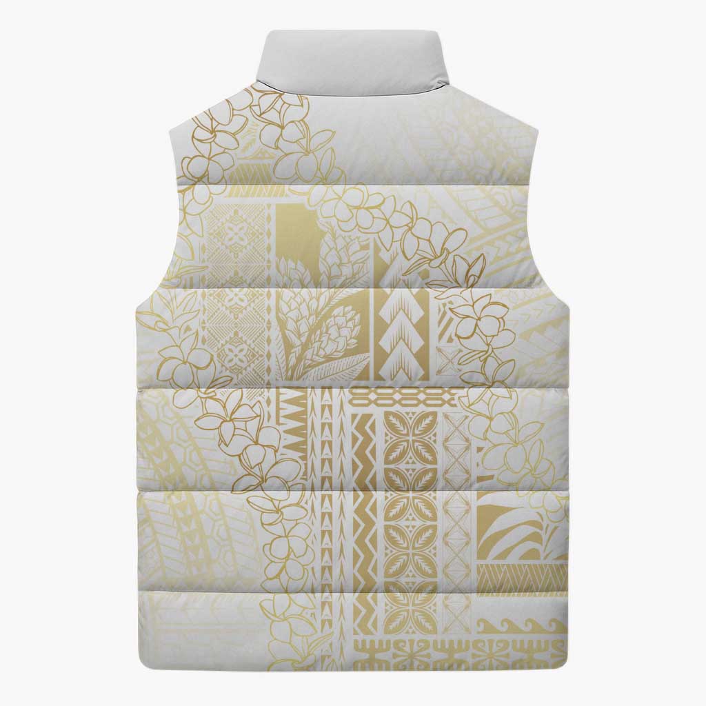 Samoa Lotu Tamaiti Mamanu Siapo Sleeveless Puffer Jacket Golden Plumeria - Polynesian Pride