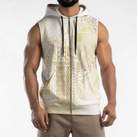 Samoa Lotu Tamaiti Mamanu Siapo Sleeveless Zip Hoodie Golden Plumeria - Polynesian Pride