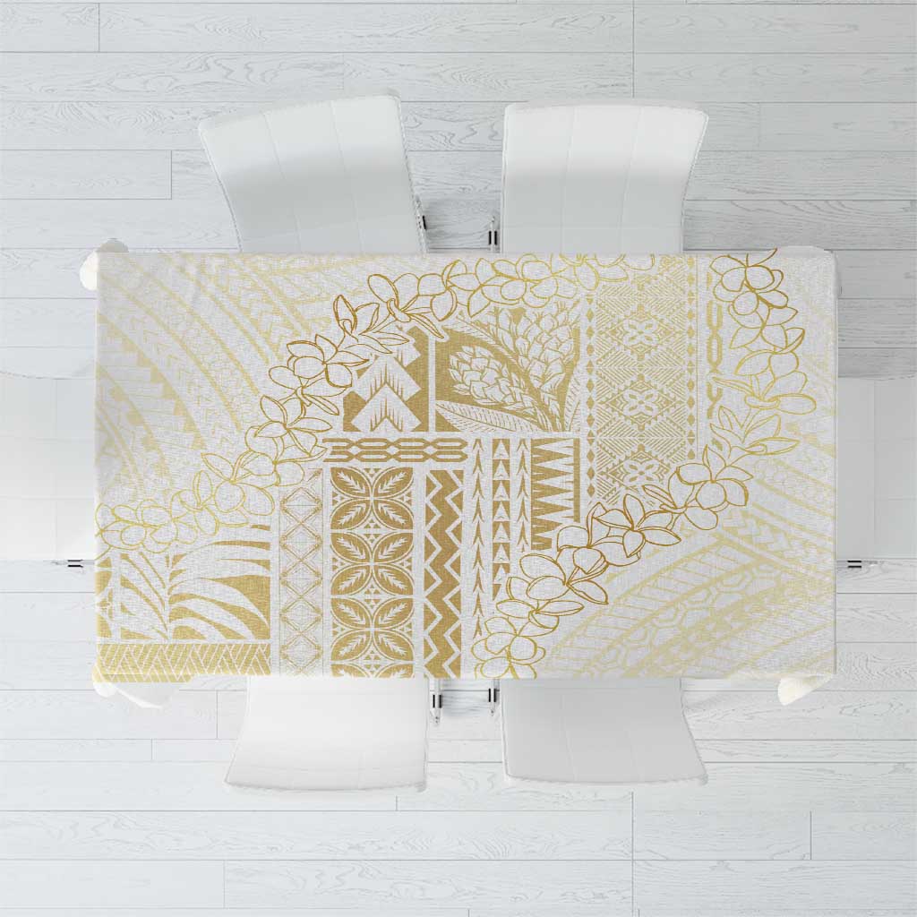 Samoa Lotu Tamaiti Mamanu Siapo Tablecloth Golden Plumeria - Polynesian Pride