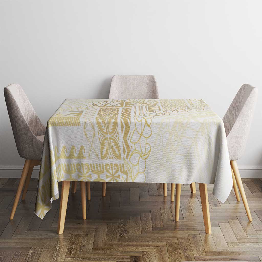 Samoa Lotu Tamaiti Mamanu Siapo Tablecloth Golden Plumeria - Polynesian Pride