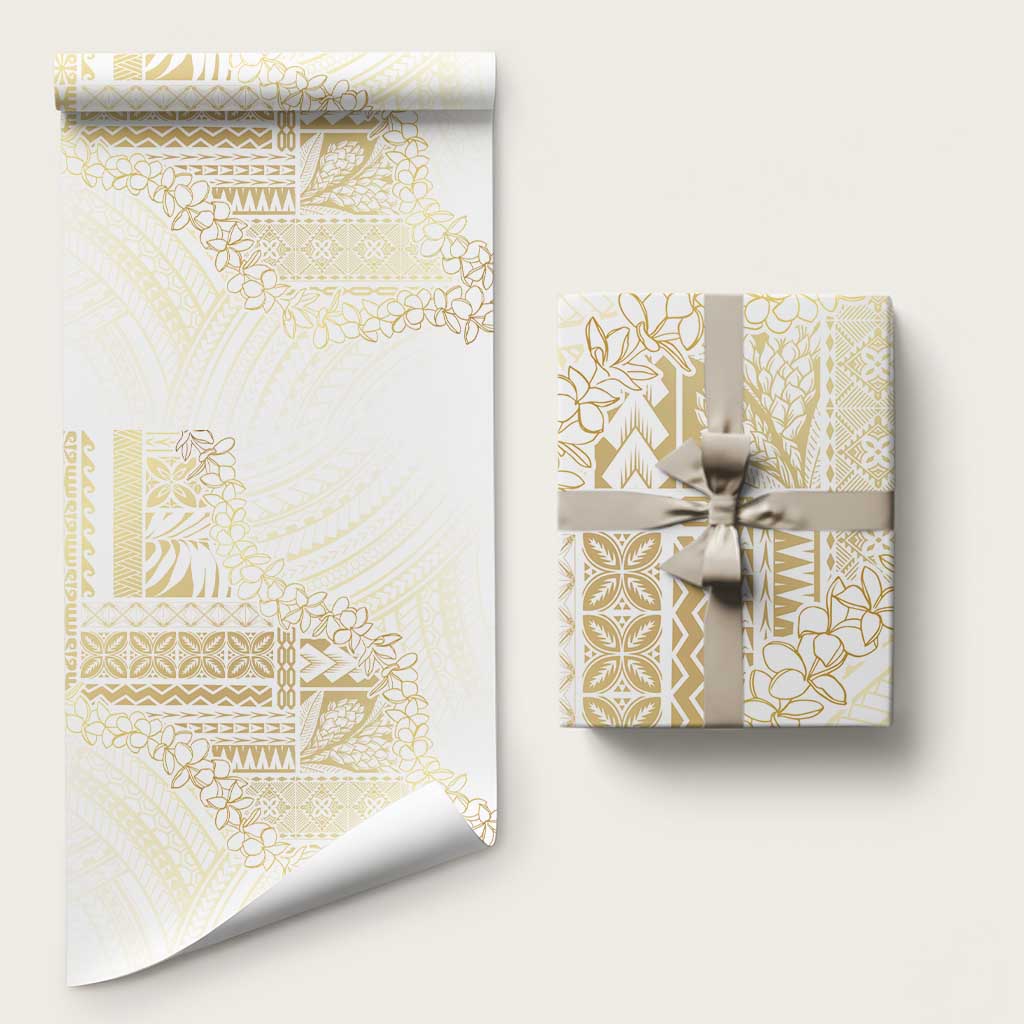 Samoa Lotu Tamaiti Mamanu Siapo Wrapping Paper Golden Plumeria LT7 58" × 23" Gold - Polynesian Pride