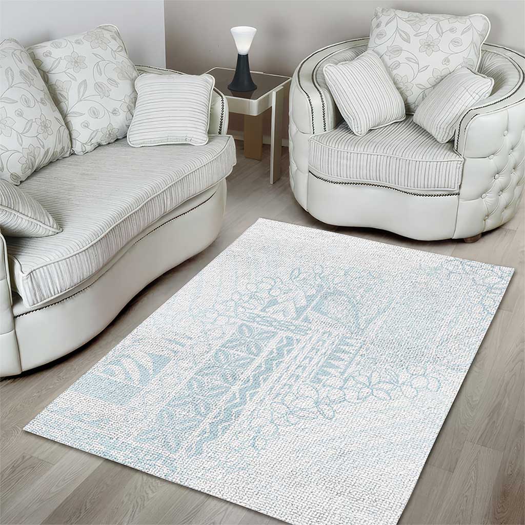Samoa Lotu Tamaiti Mamanu Siapo Area Rug Off White Plumeria - Polynesian Pride