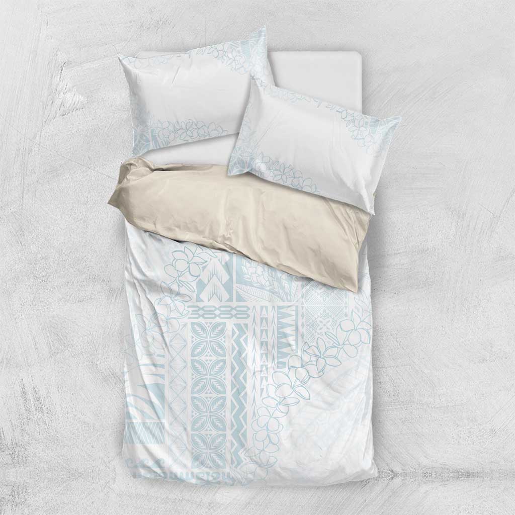 Samoa Lotu Tamaiti Mamanu Siapo Bedding Set Off White Plumeria - Polynesian Pride