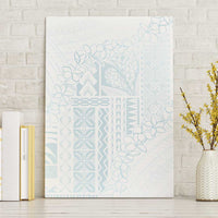 Samoa Lotu Tamaiti Mamanu Siapo Canvas Wall Art Off White Plumeria LT7 Without Frame Baby Blue - Polynesian Pride