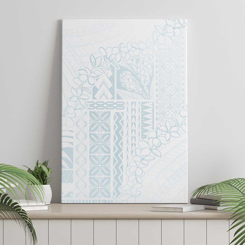 Samoa Lotu Tamaiti Mamanu Siapo Canvas Wall Art Off White Plumeria LT7 - Polynesian Pride