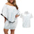Samoa Lotu Tamaiti Mamanu Siapo Couples Matching Off Shoulder Short Dress and Hawaiian Shirt Off White Plumeria - Polynesian Pride