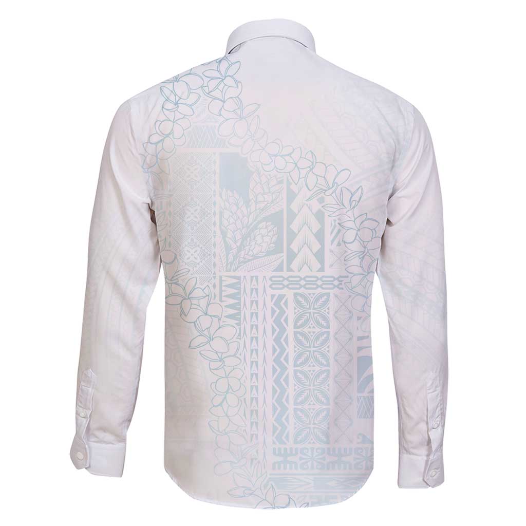 Samoa Lotu Tamaiti Mamanu Siapo Family Matching Mermaid Dress and Hawaiian Shirt Off White Plumeria - Polynesian Pride