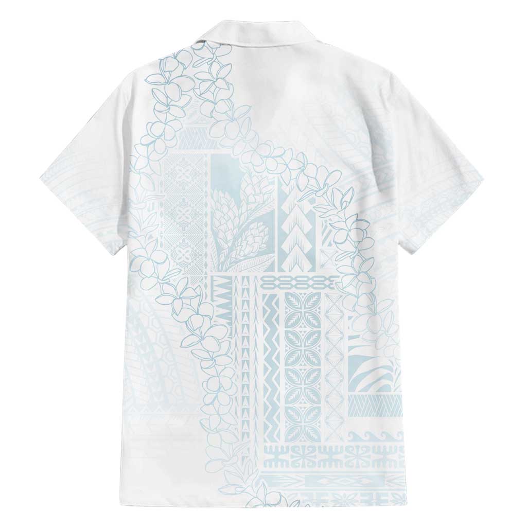 Samoa Lotu Tamaiti Mamanu Siapo Family Matching Summer Maxi Dress and Hawaiian Shirt Off White Plumeria - Polynesian Pride