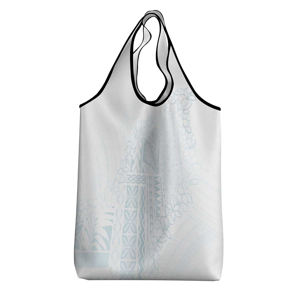 Samoa Lotu Tamaiti Mamanu Siapo Grocery Bag Off White Plumeria - Polynesian Pride