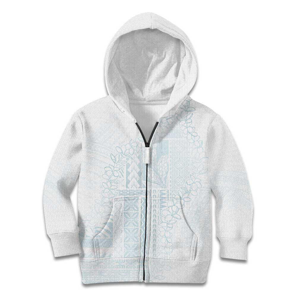 Samoa Lotu Tamaiti Mamanu Siapo Kid Hoodie Off White Plumeria - Polynesian Pride