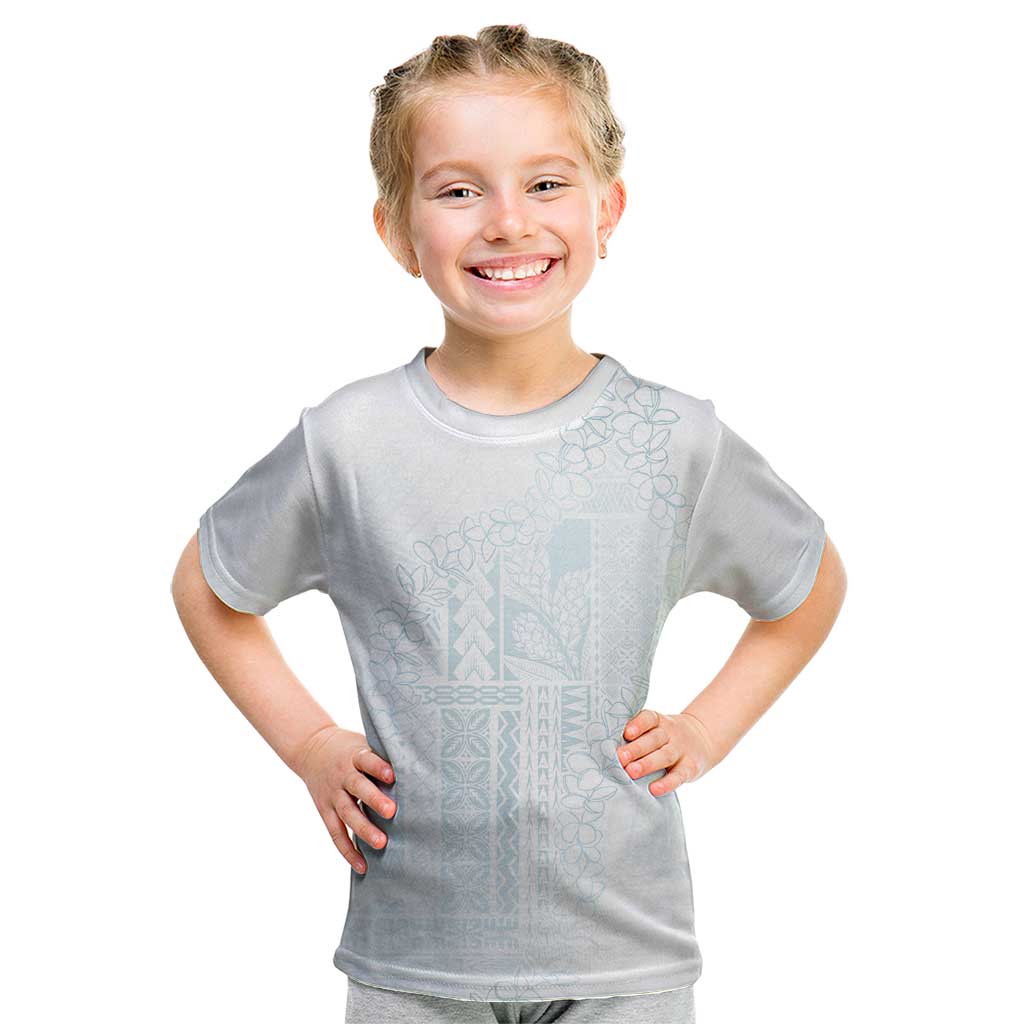 Samoa Lotu Tamaiti Mamanu Siapo Kid T Shirt Off White Plumeria - Polynesian Pride