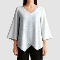 Samoa Lotu Tamaiti Mamanu Siapo Kimono Sleeve Blouse Off White Plumeria - Polynesian Pride