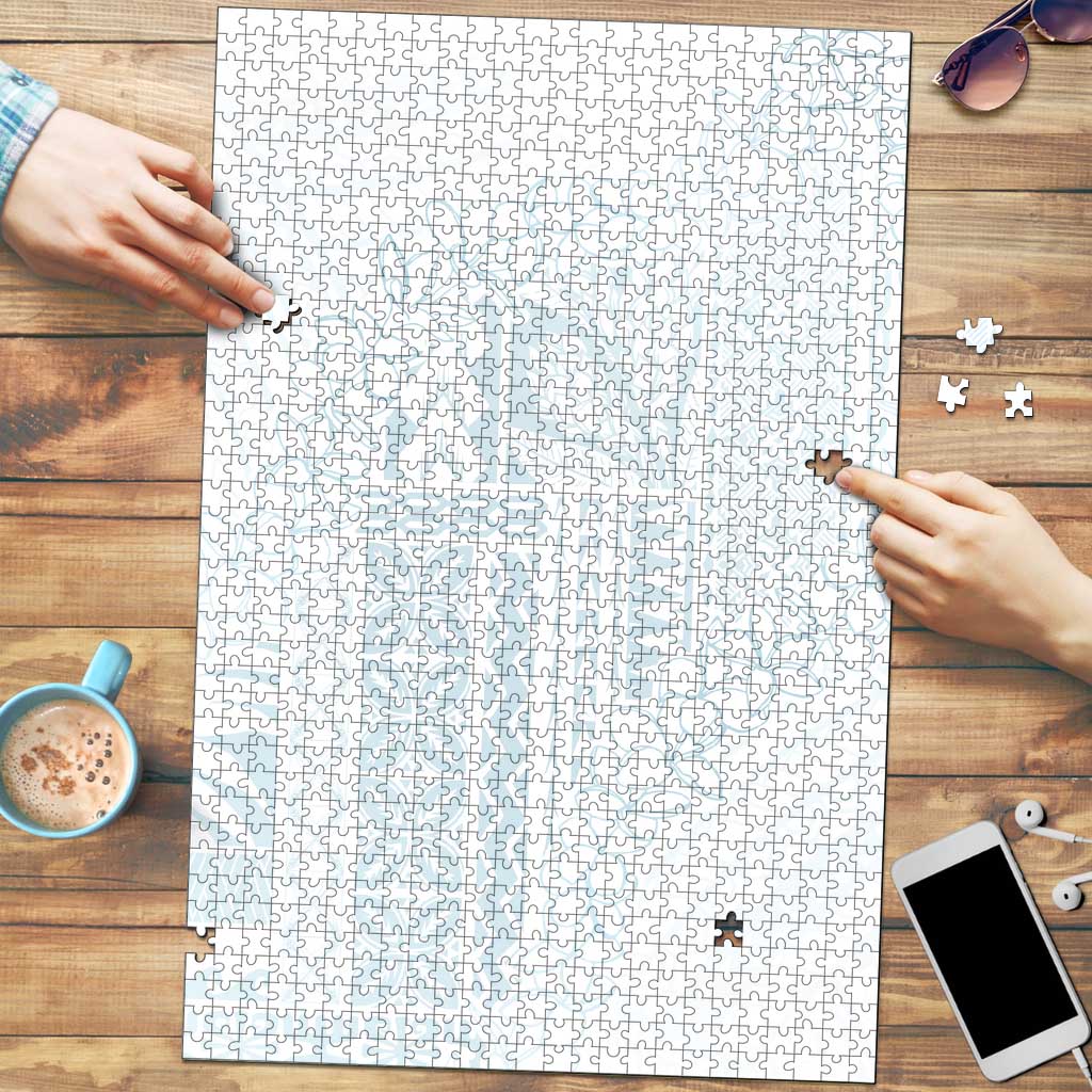 Samoa Lotu Tamaiti Mamanu Siapo Puzzle Off White Plumeria - Polynesian Pride