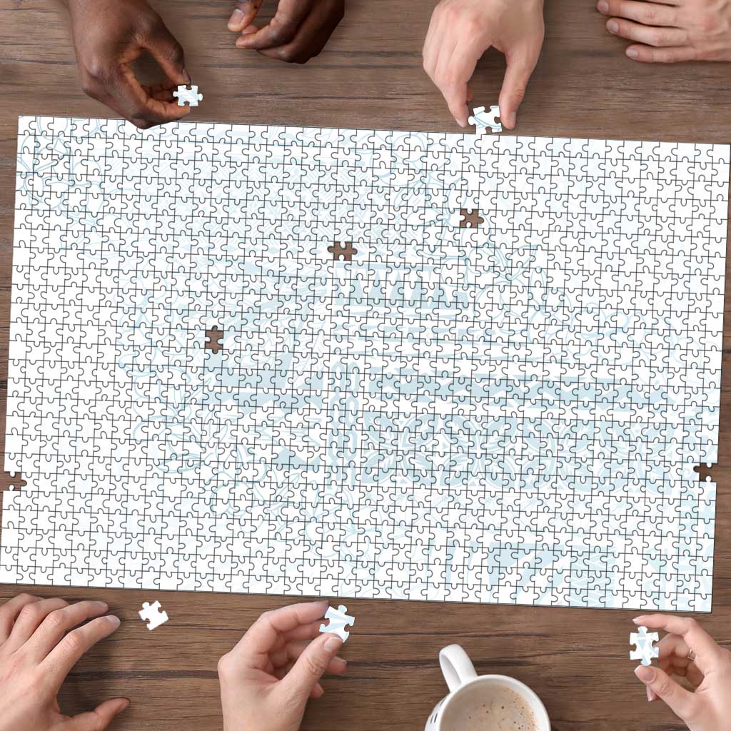 Samoa Lotu Tamaiti Mamanu Siapo Puzzle Off White Plumeria - Polynesian Pride