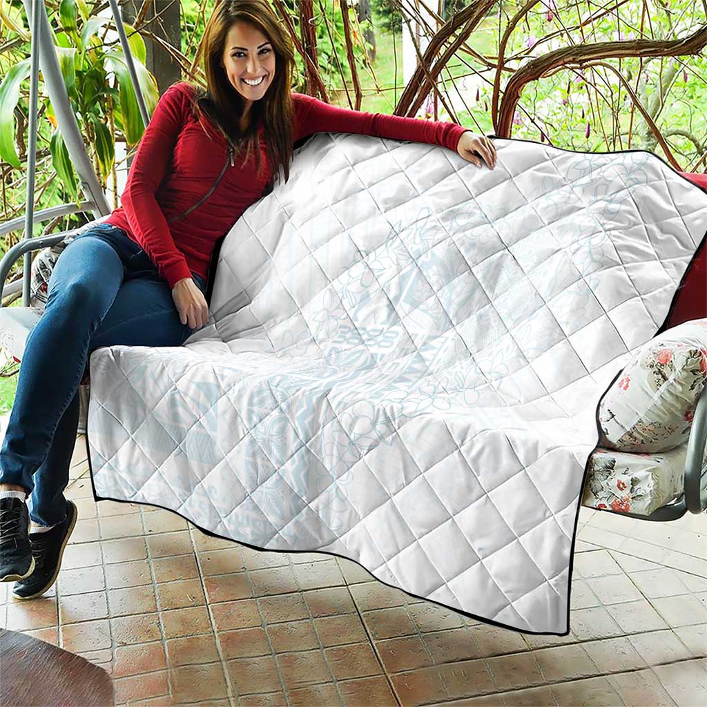 Samoa Lotu Tamaiti Mamanu Siapo Quilt Off White Plumeria - Polynesian Pride