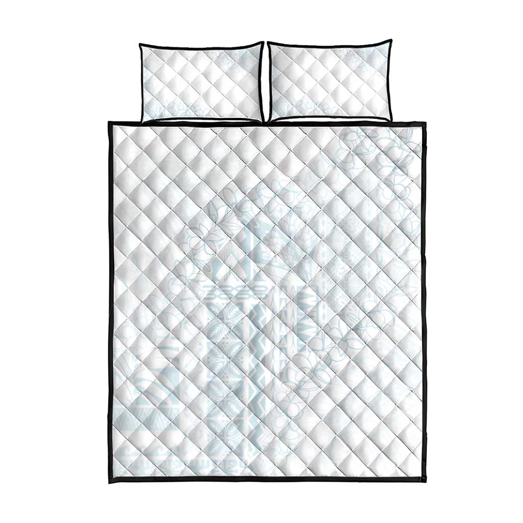 Samoa Lotu Tamaiti Mamanu Siapo Quilt Bed Set Off White Plumeria - Polynesian Pride