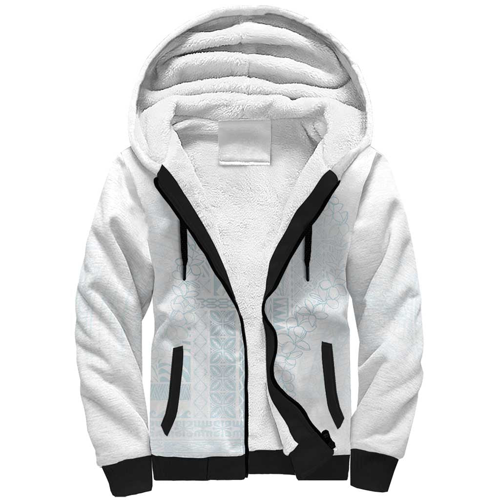 Samoa Lotu Tamaiti Mamanu Siapo Sherpa Hoodie Off White Plumeria LT7 Unisex Baby Blue - Polynesian Pride
