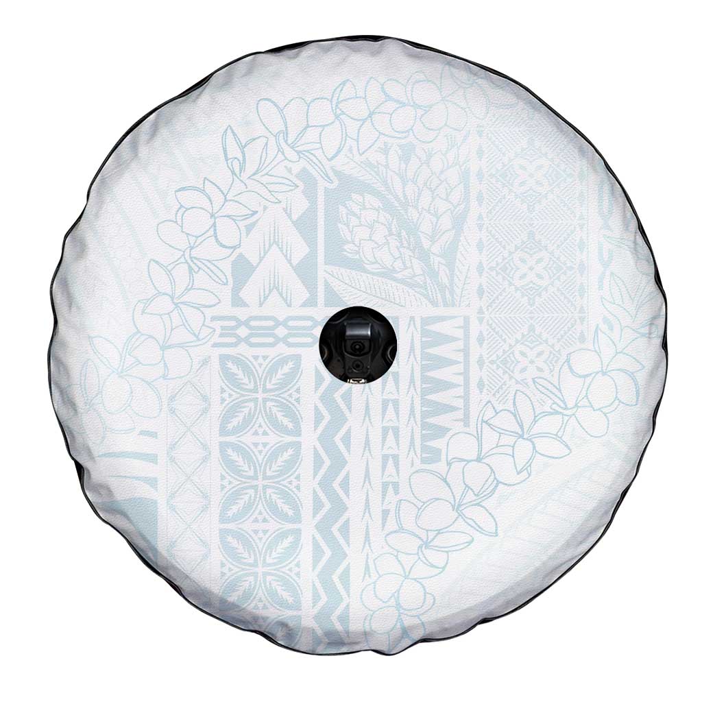 Samoa Lotu Tamaiti Mamanu Siapo Spare Tire Cover Off White Plumeria - Polynesian Pride
