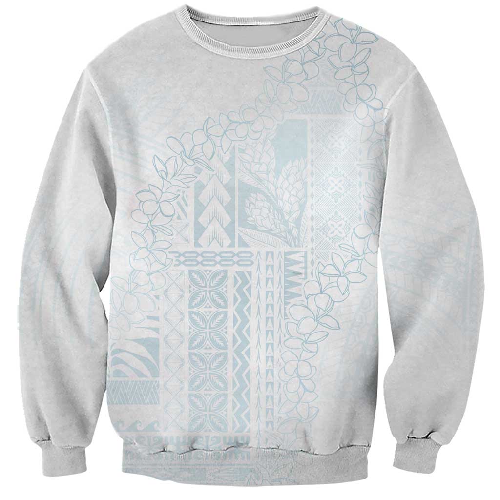 Samoa Lotu Tamaiti Mamanu Siapo Sweatshirt Off White Plumeria - Polynesian Pride