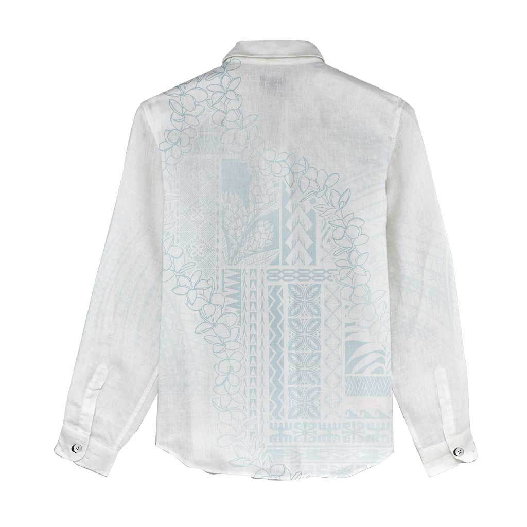 Samoa Lotu Tamaiti Mamanu Siapo Women Casual Shirt Off White Plumeria - Polynesian Pride