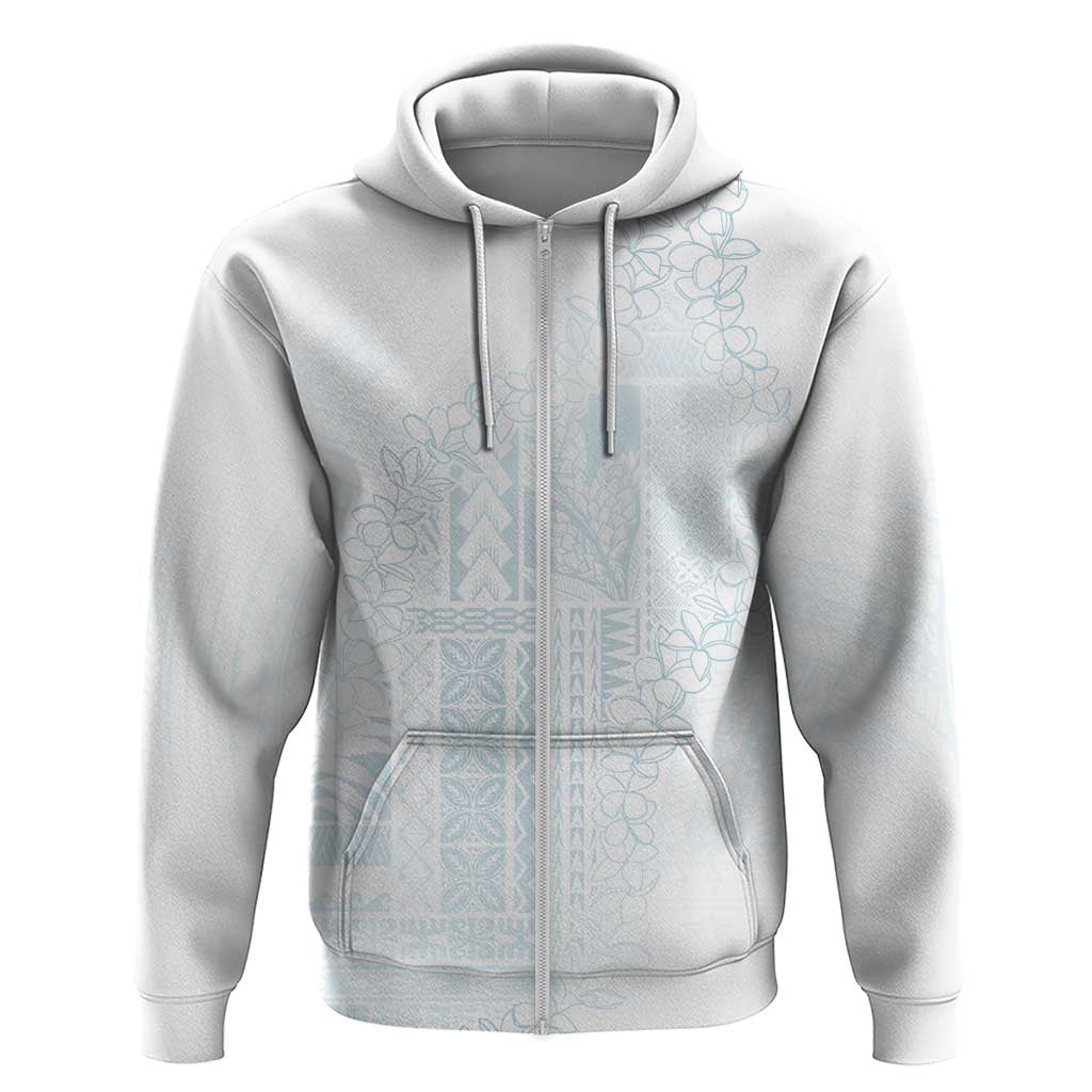 Samoa Lotu Tamaiti Mamanu Siapo Zip Hoodie Off White Plumeria - Polynesian Pride
